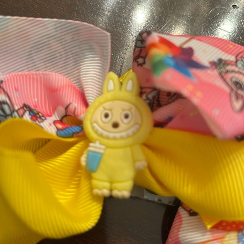 Colorful labubu monster Cartoon Hair Bows nwt set of two